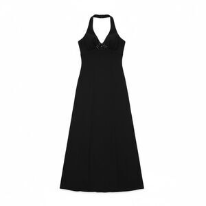 Jones New York Petite Black Halter Dress with Beaded Detail – Size 4P